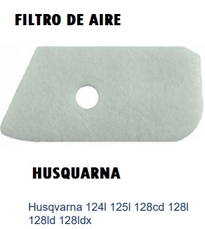 FILTRO DE AIRE HUSQUARNA  Husqvama 124l 125l 128cd 128l 128ld 128ldx