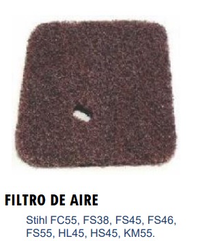 FILTRO DE AIRE Sthil FC55, FS38, FS45, FS46, FS55, HL45, HS45, KM55